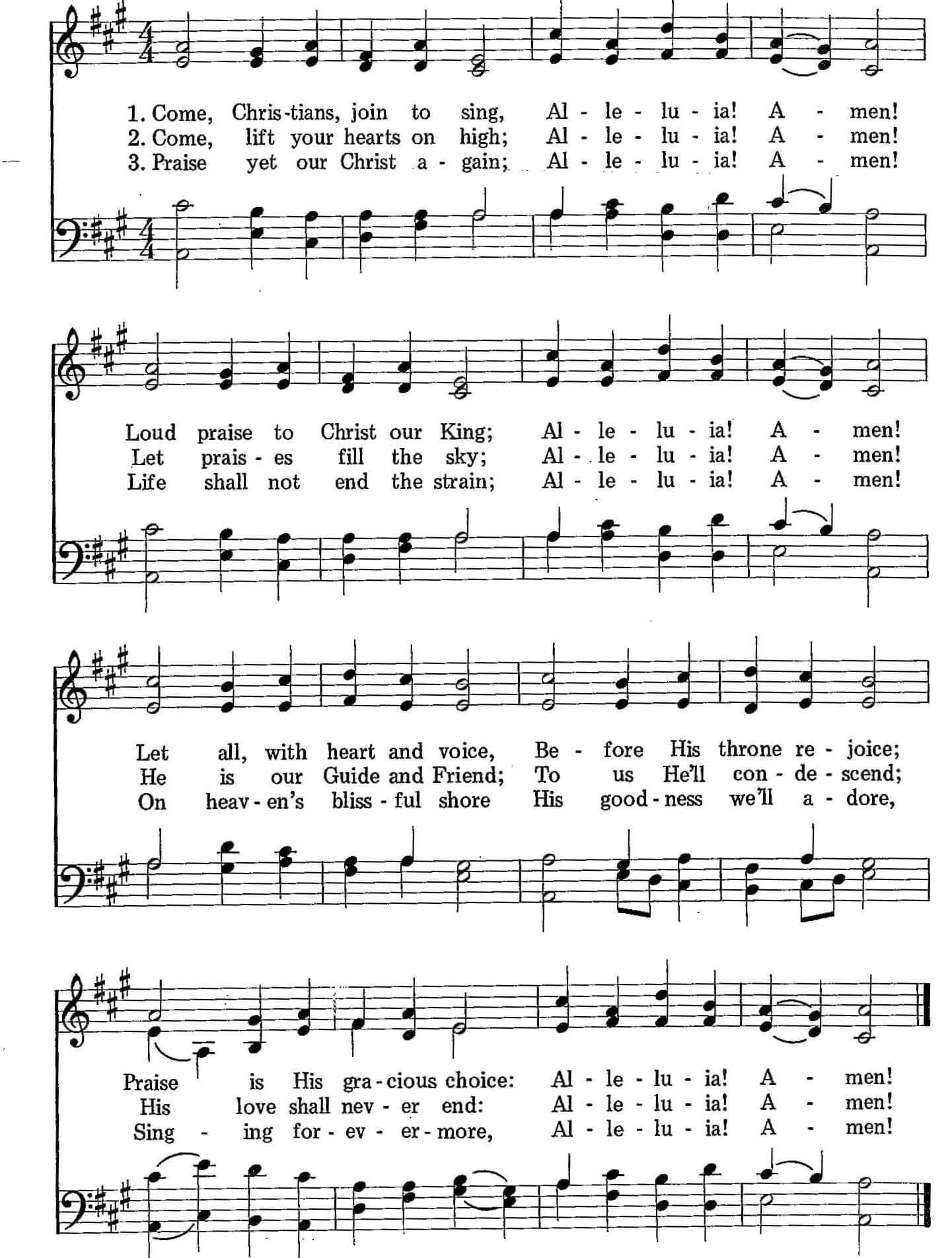 Musical score for Hymn 10: Come, Christians, Join to Sing
