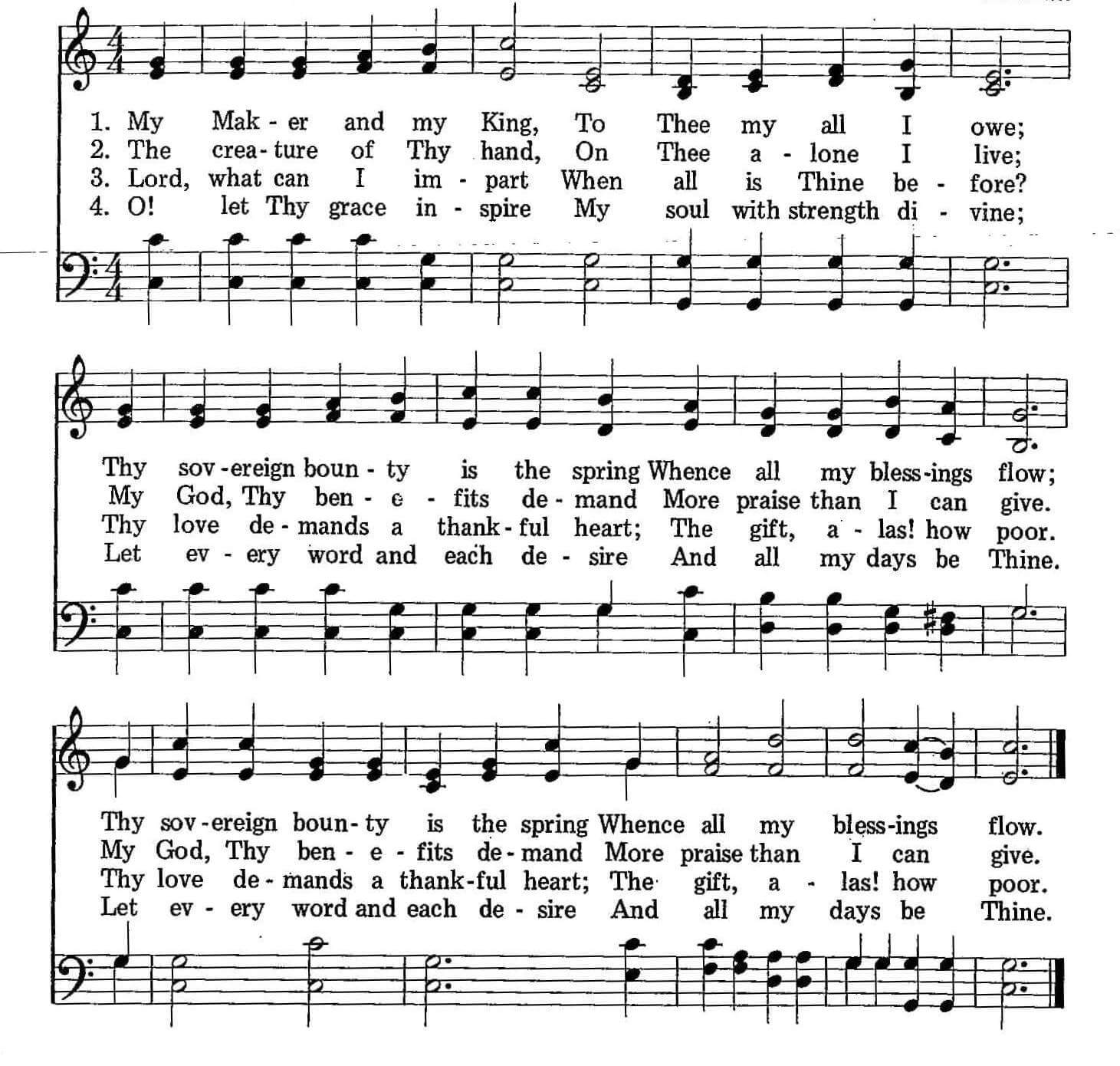 Musical score for Hymn 15: My Maker and My King
