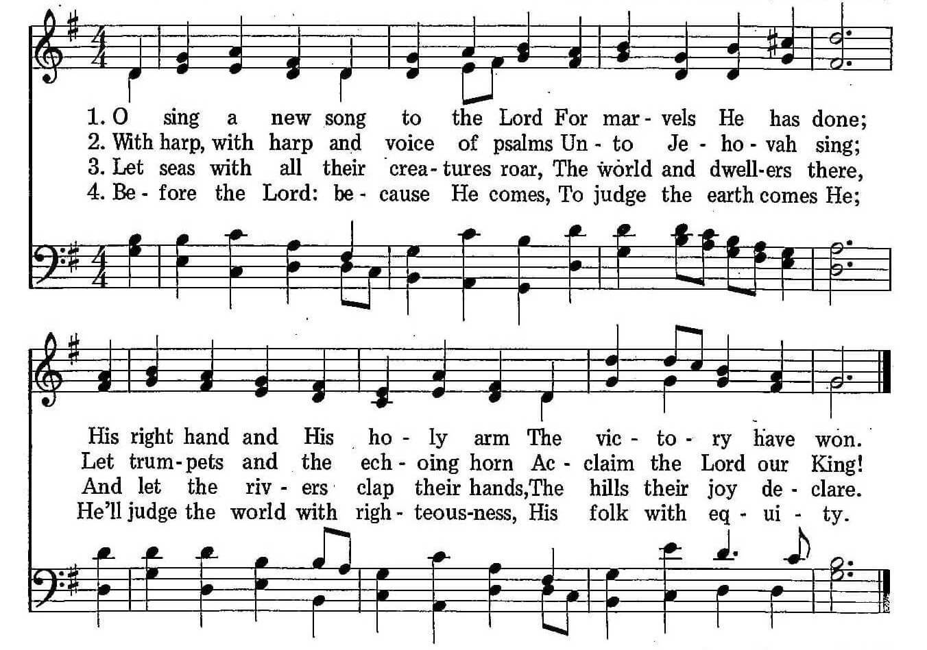 Musical score for Hymn 19: O sing a New Song to the Lord