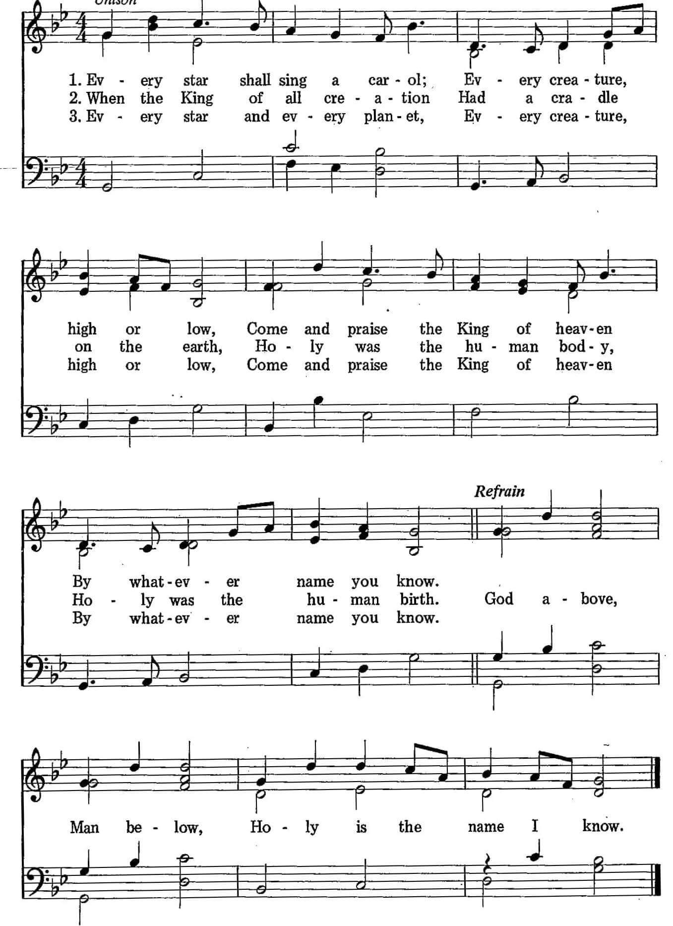 Musical score for Hymn 24: Every Star Shall Sing a Carol
