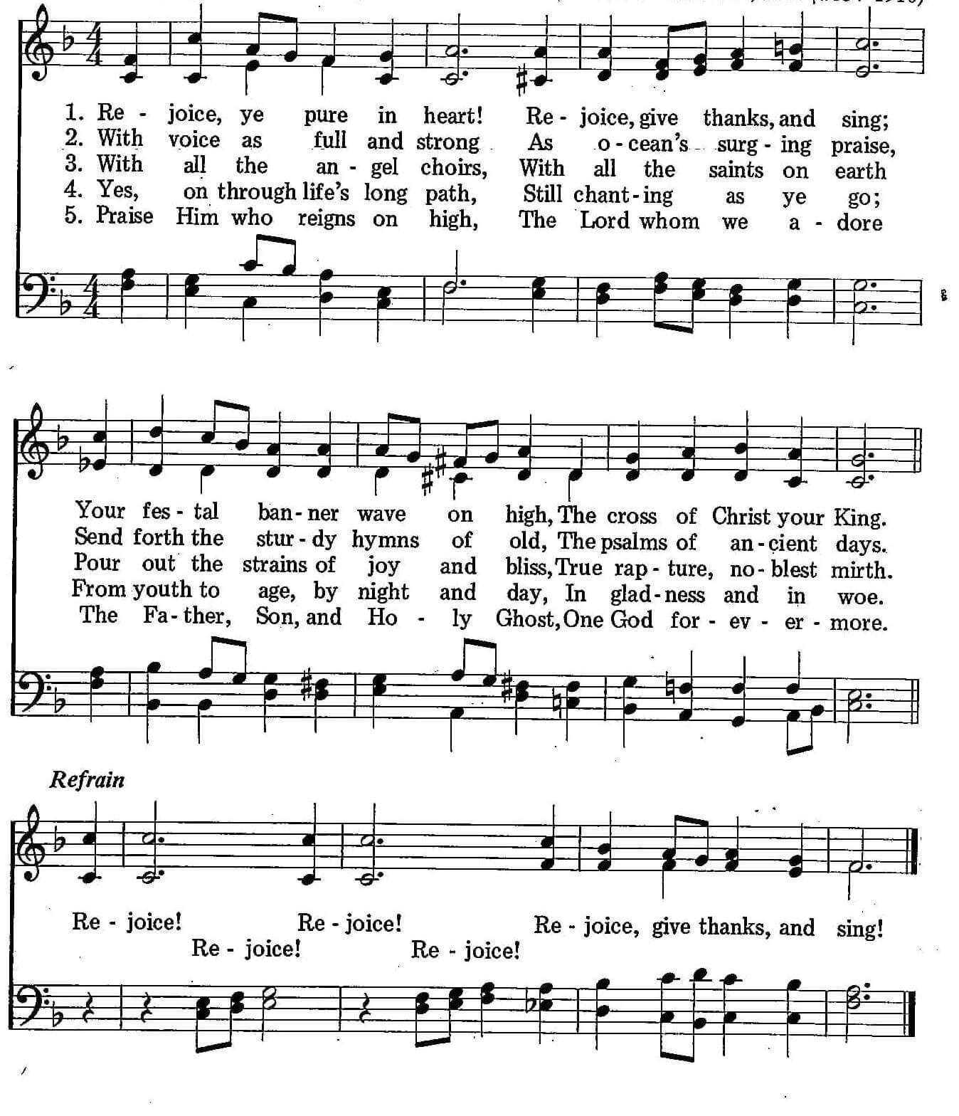 Musical score for Hymn 27: Rejoice, Ye Pure in Heart!
