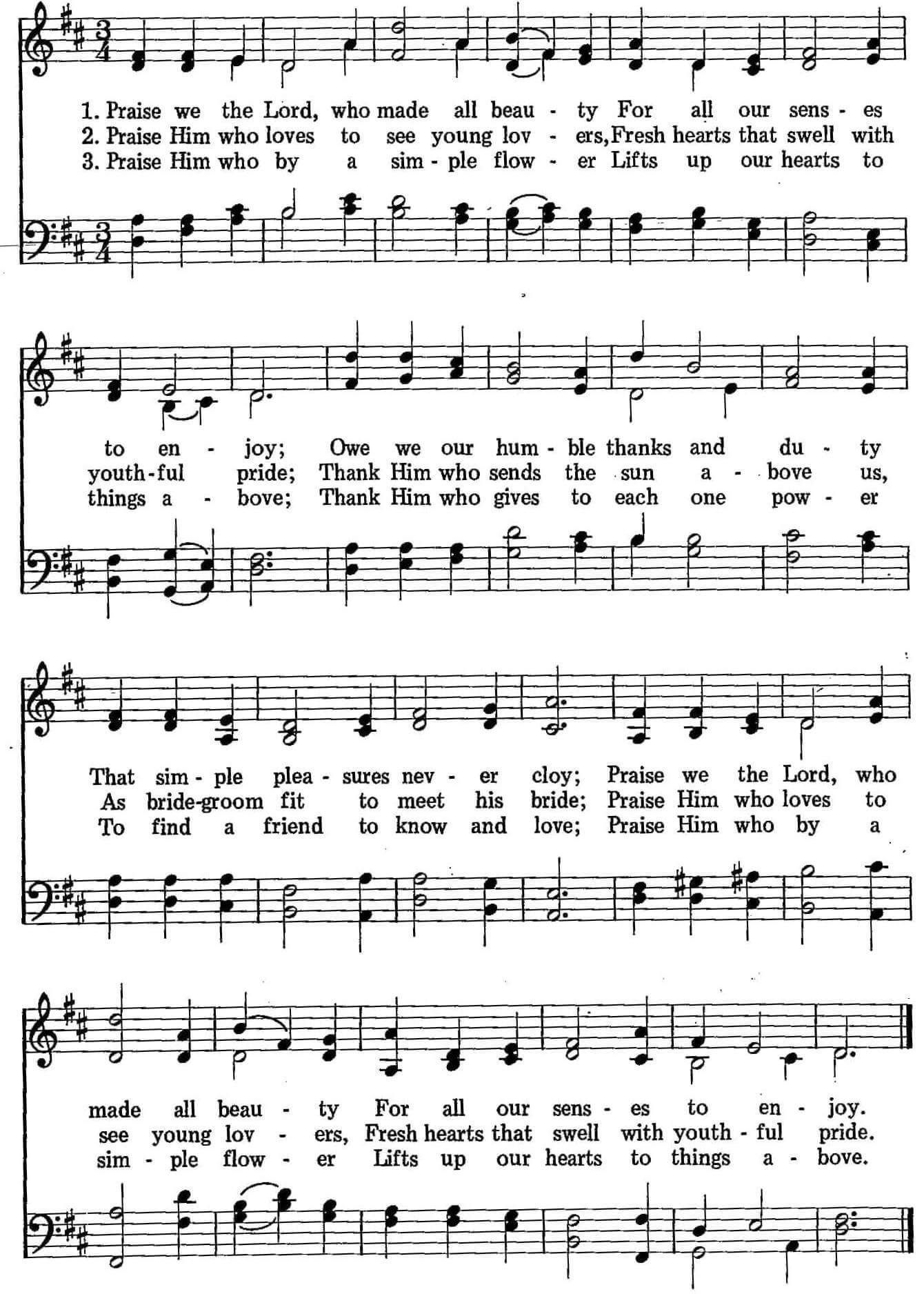 Musical score for Hymn 28: Praise We the Lord