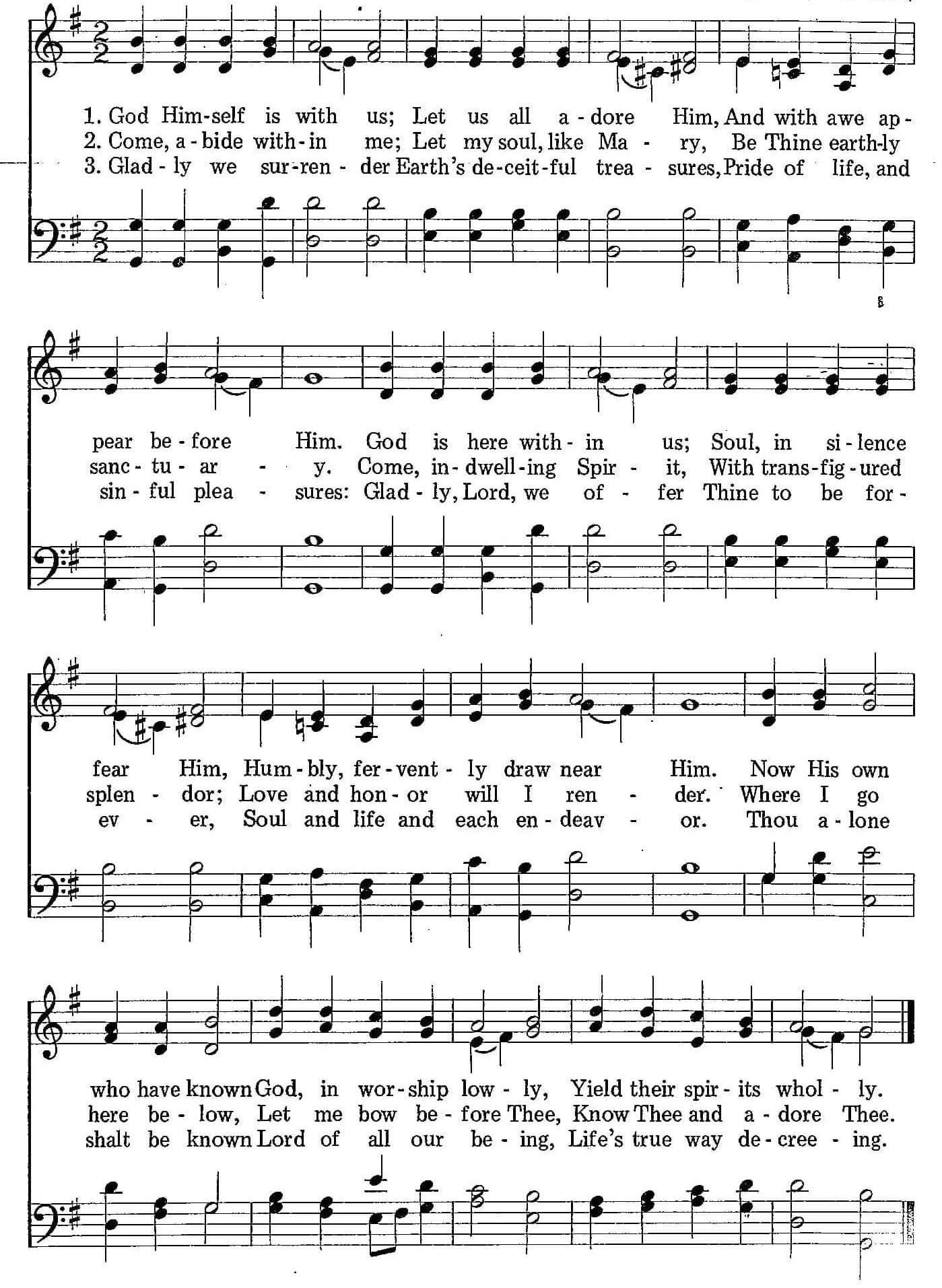 Musical score for Hymn 3: God Himself Is With Us