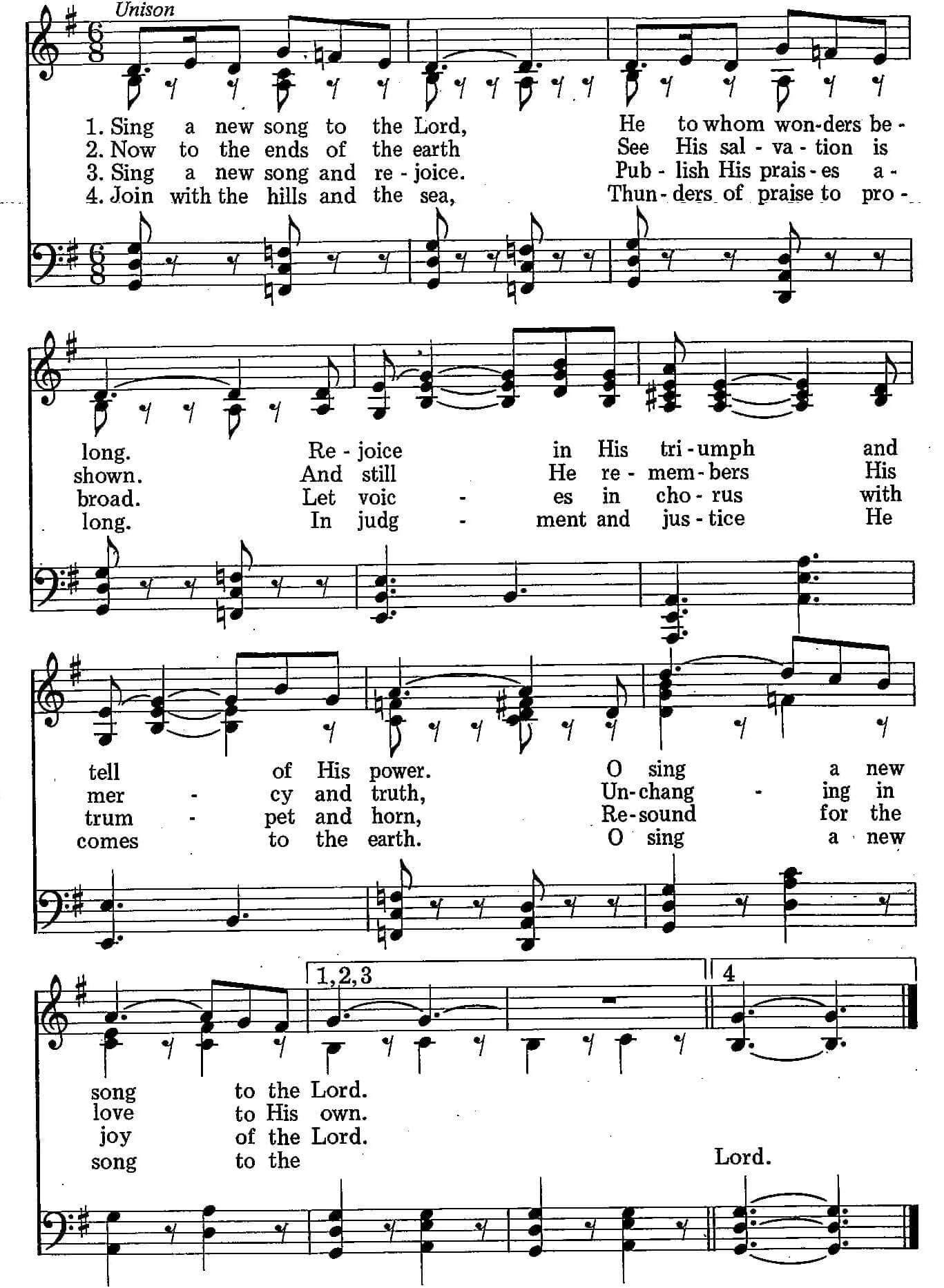 Musical score for Hymn 33: Sing a New Song to the Lord