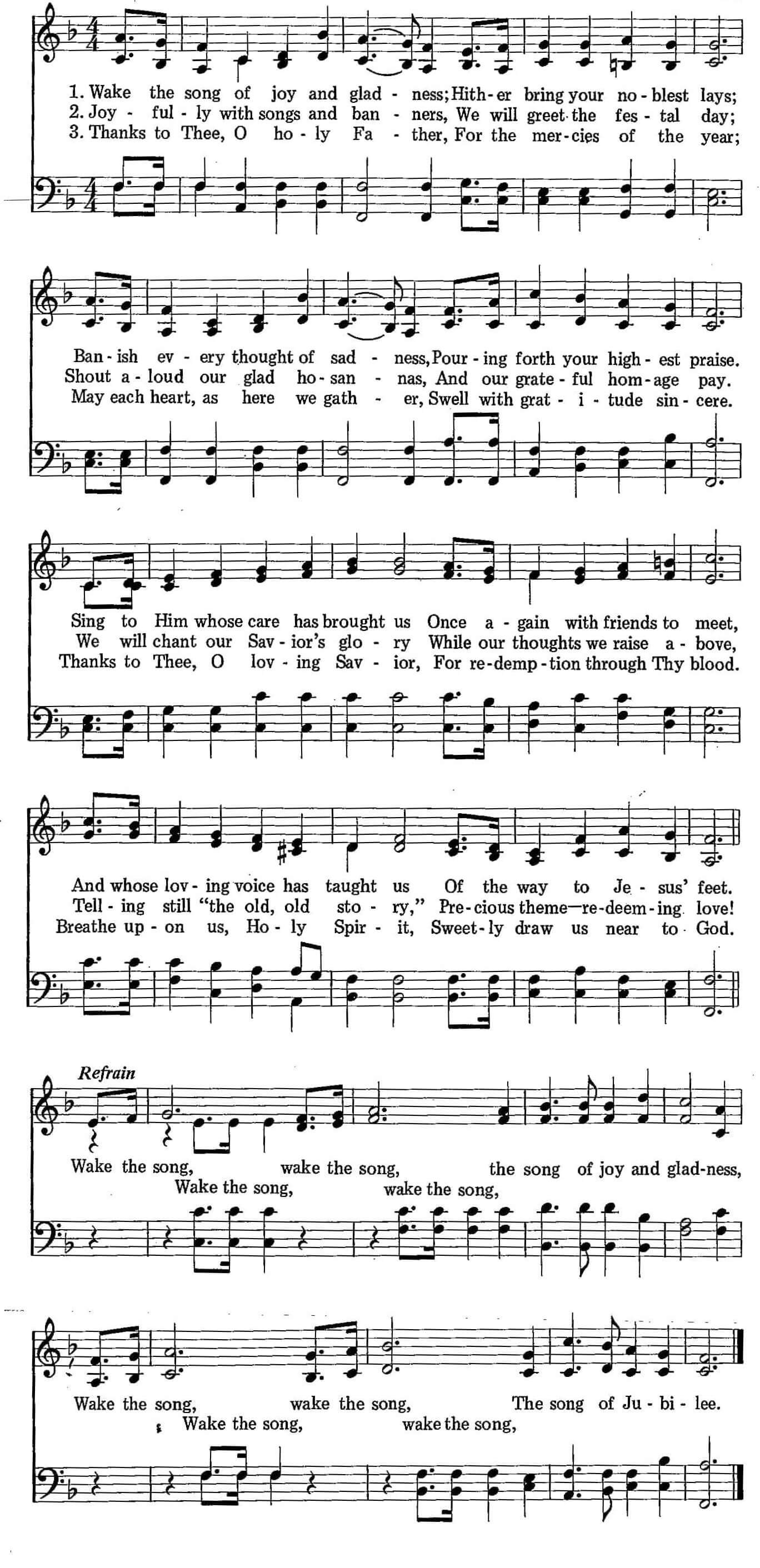 Musical score for Hymn 34: Wake the Song