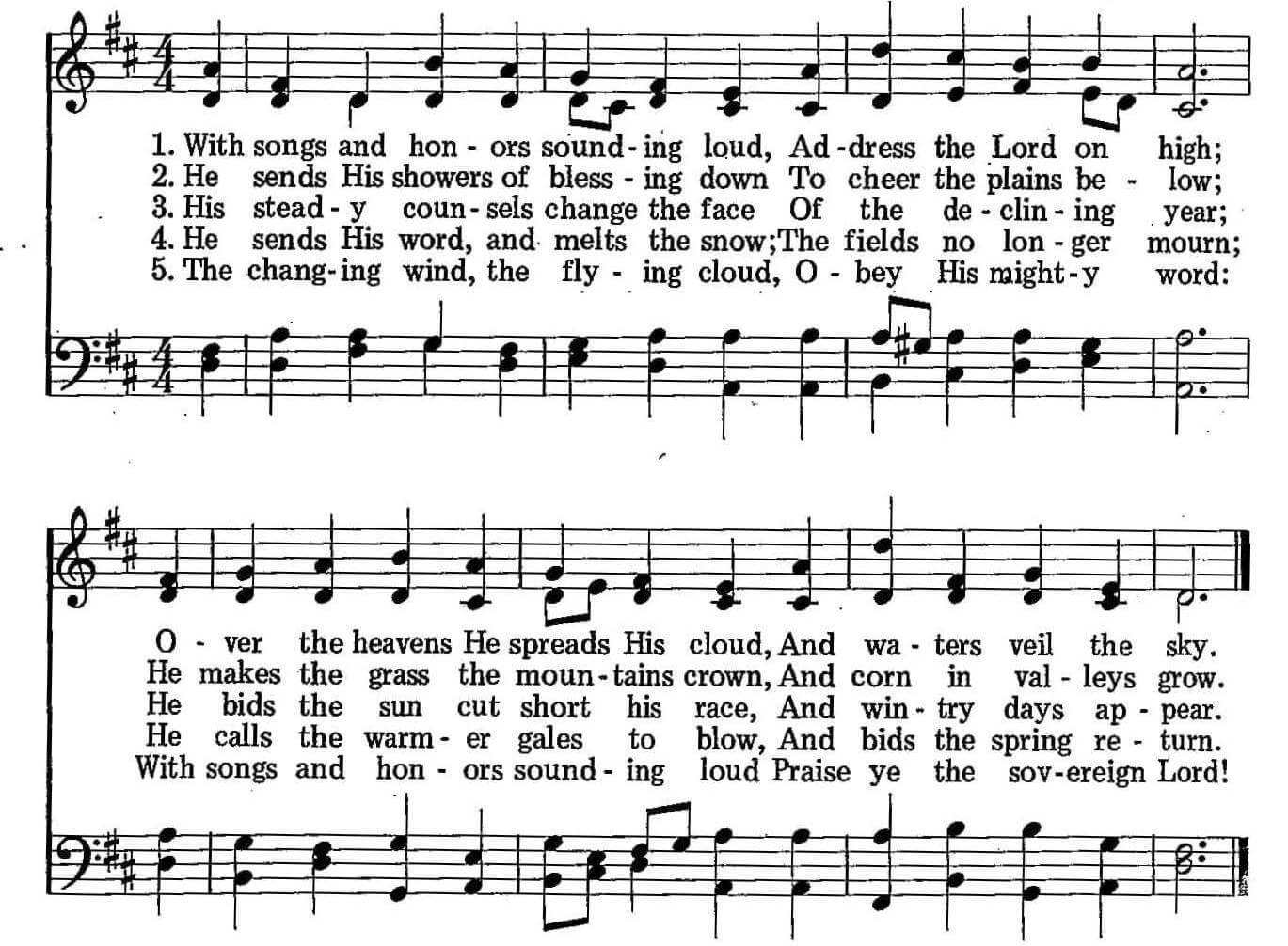 Musical score for Hymn 35: With Songs and Honors