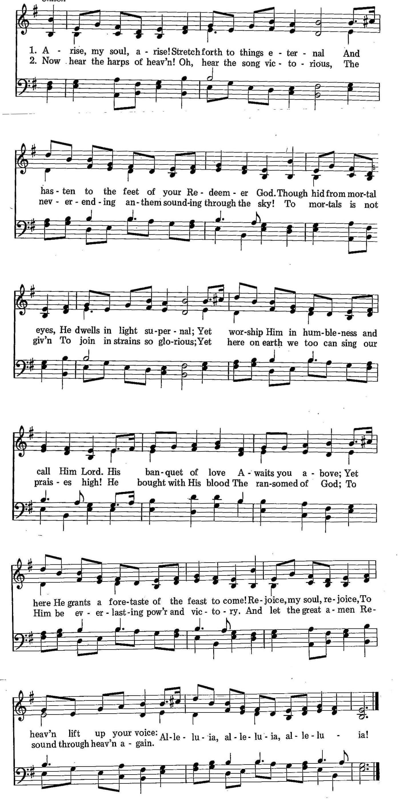 Musical score for Hymn 38: Arise, My Soul, Arise!