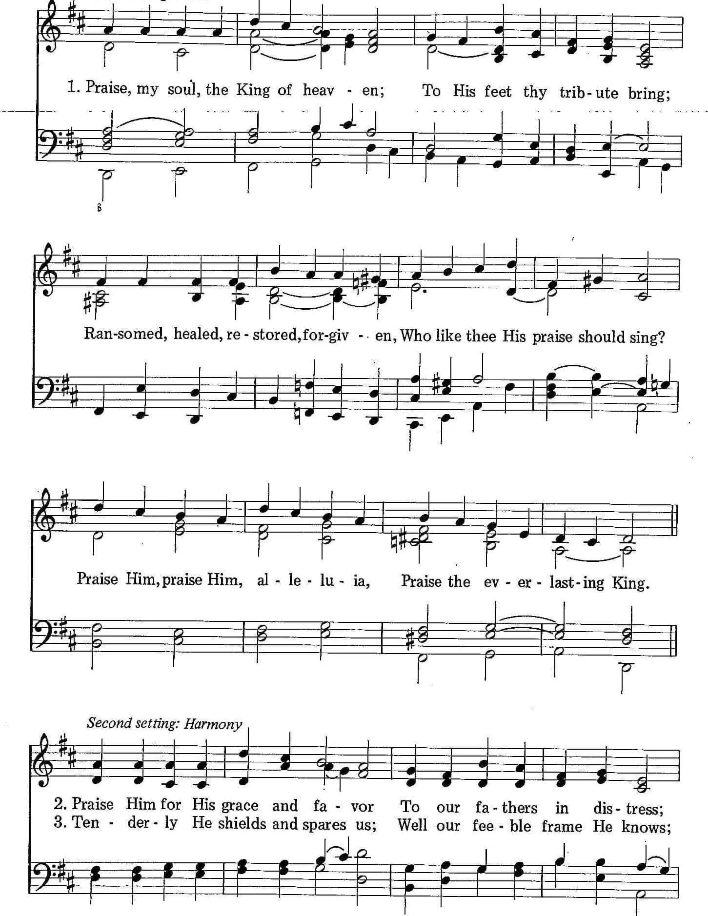 Musical score for Hymn 4: Praise My Soul, the King of Heaven