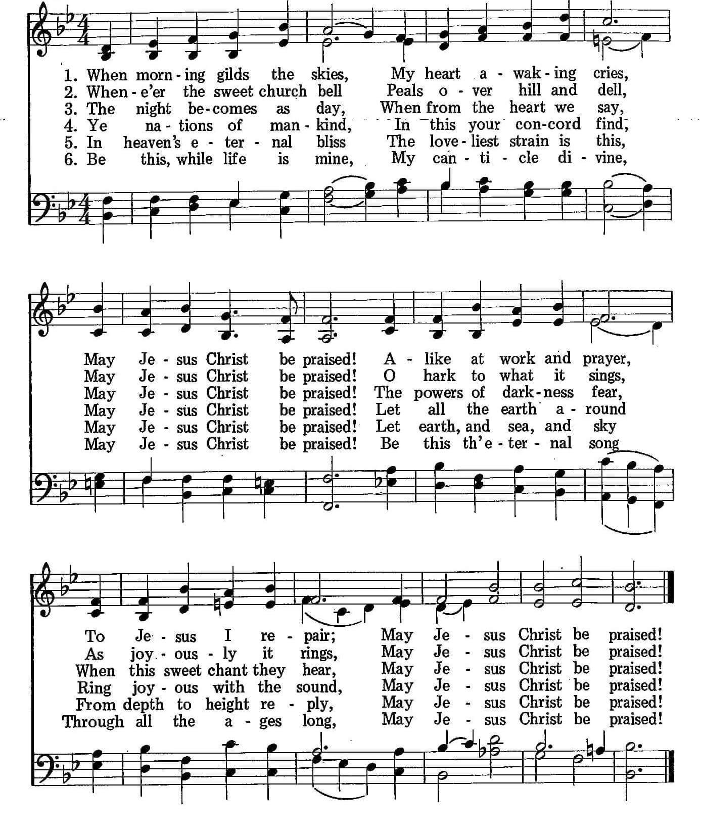 Musical score for Hymn 43: When Morning Gilds the Skies