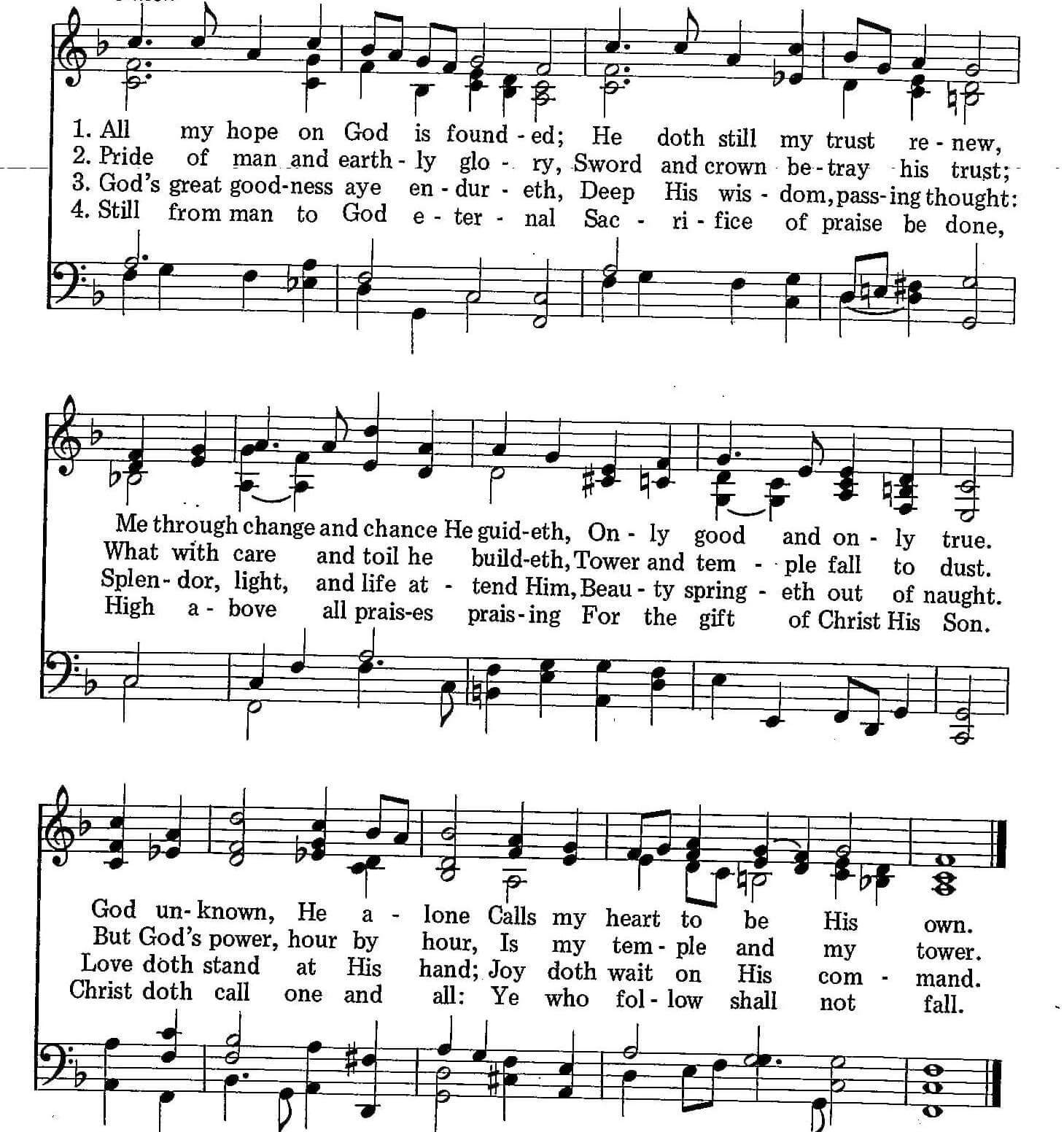 Musical score for Hymn 5: All My Hope on God Is Founded