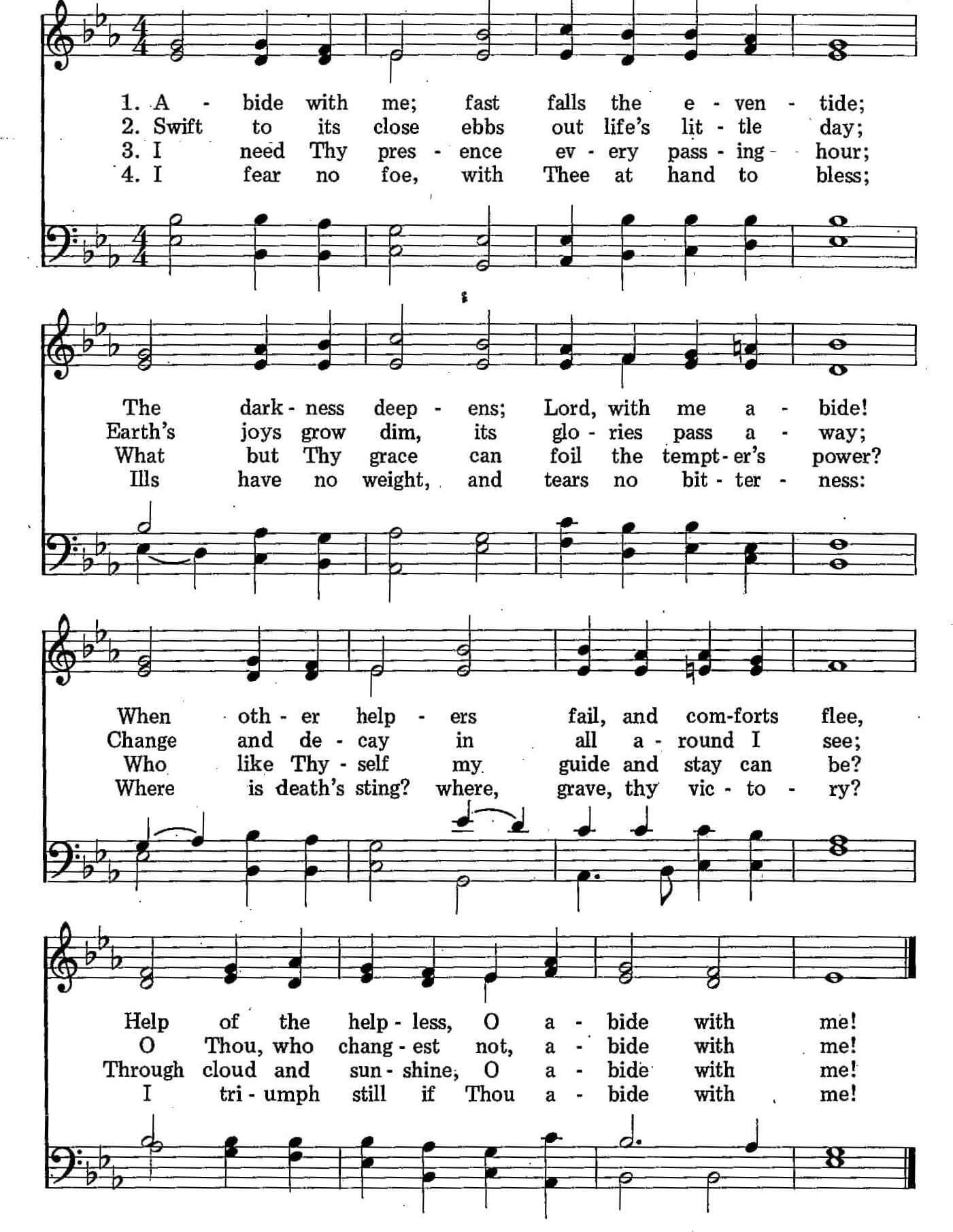 Musical score for Hymn 50: Abide With Me