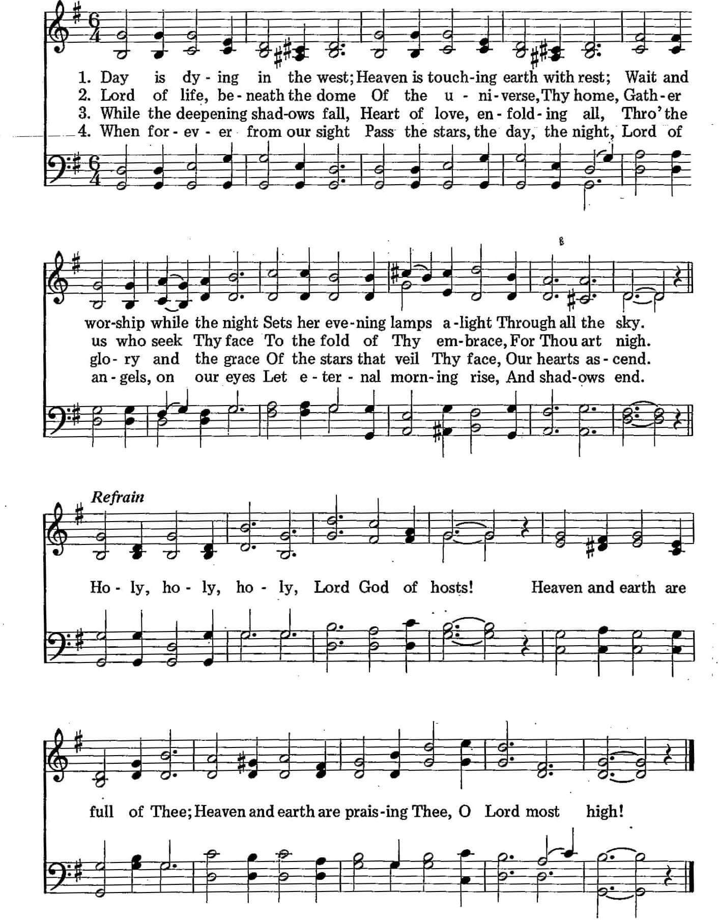 Musical score for Hymn 51: Day Is Dying in the West