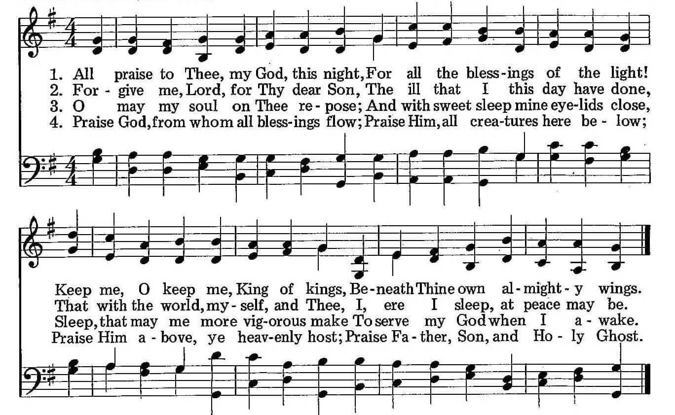 Musical score for Hymn 53: All Praise to Thee
