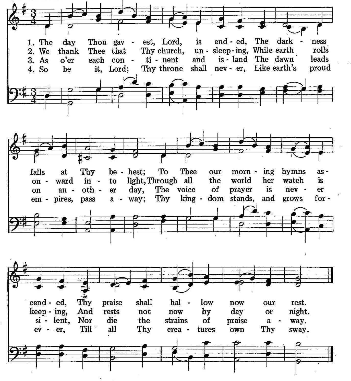 Musical score for Hymn 56: The Day Thou Gavest