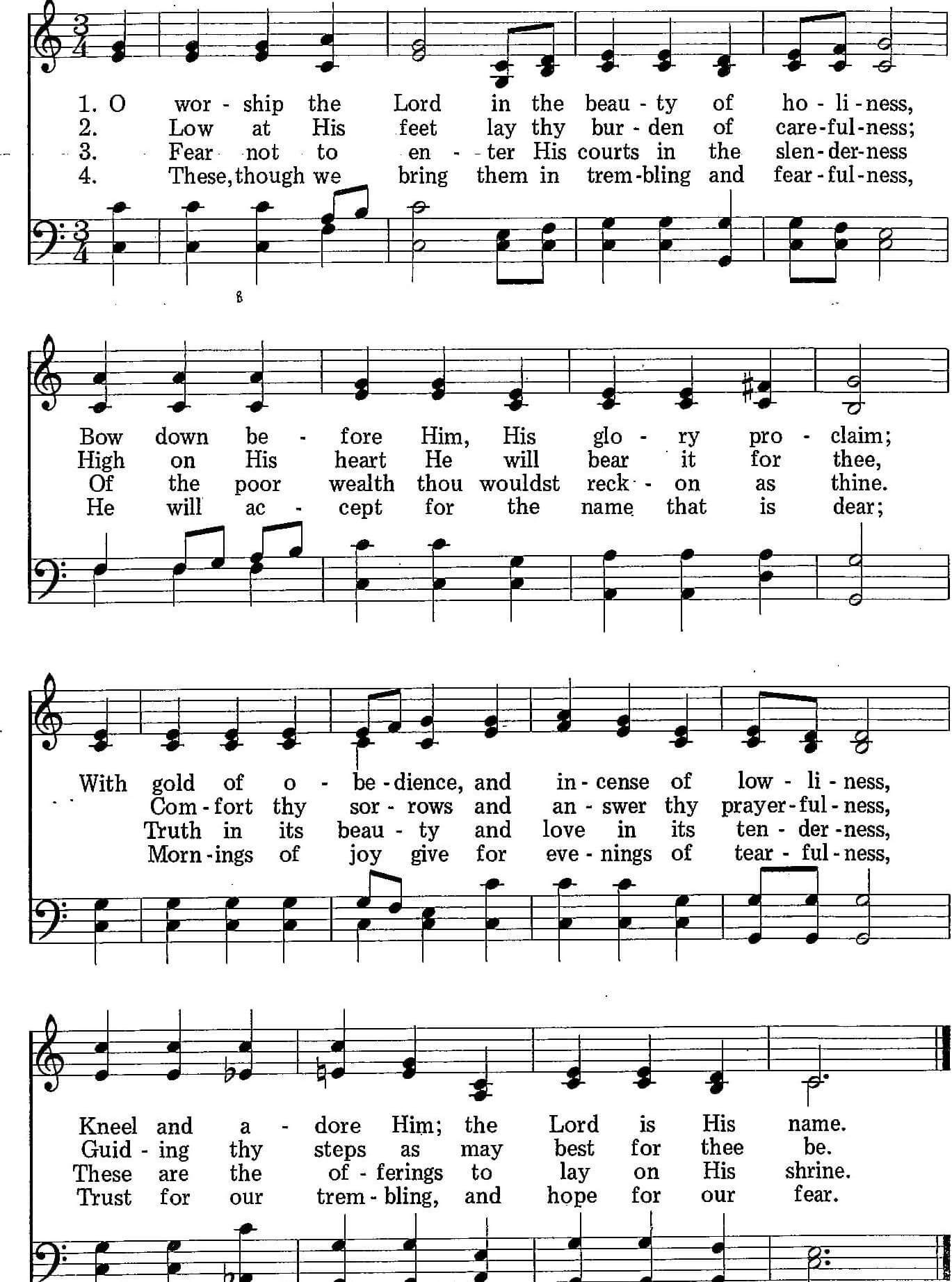 Musical score for Hymn 6: O Worship the Lord