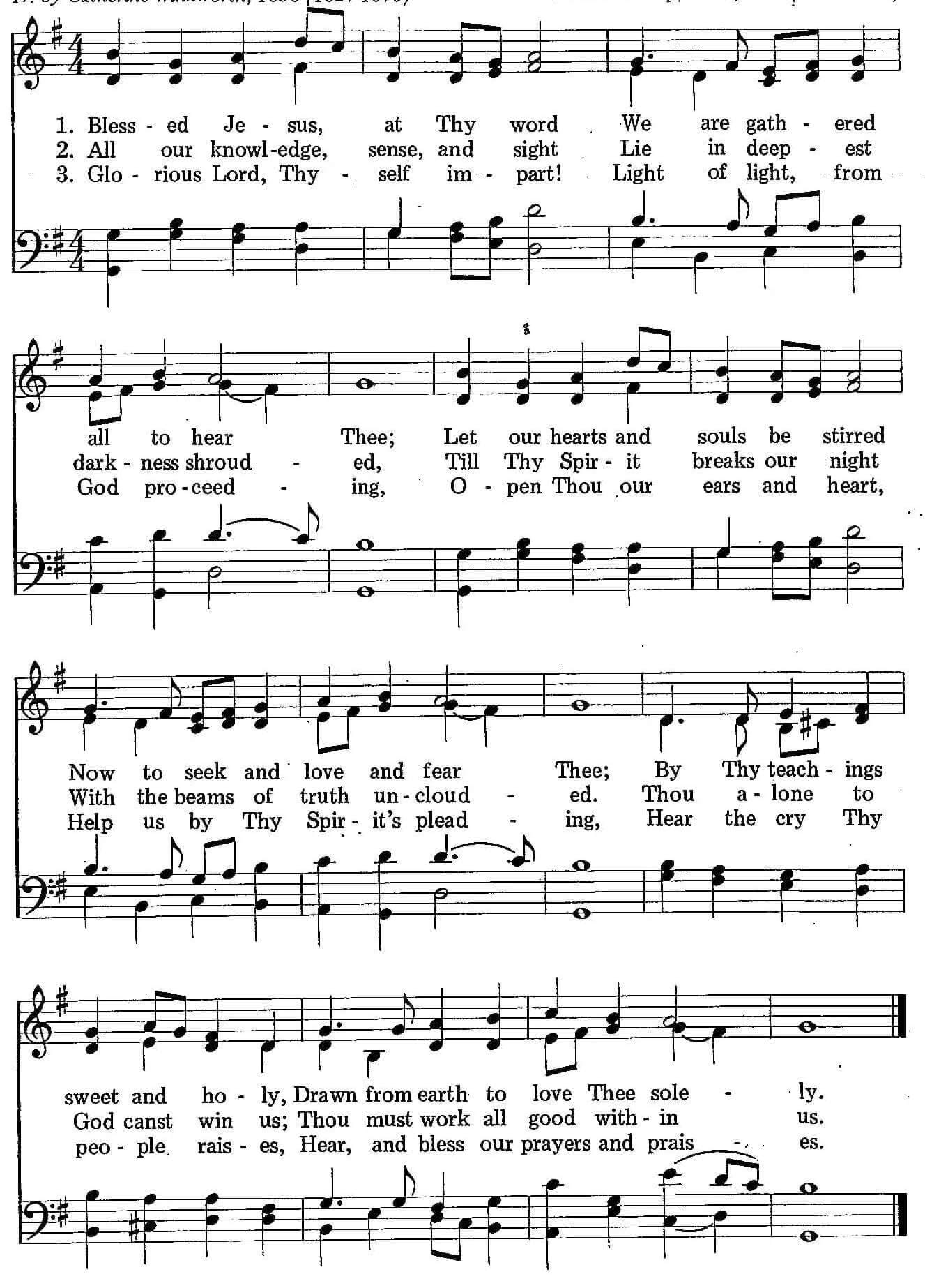Musical score for Hymn 60: Blessed Jesus at Thy Word