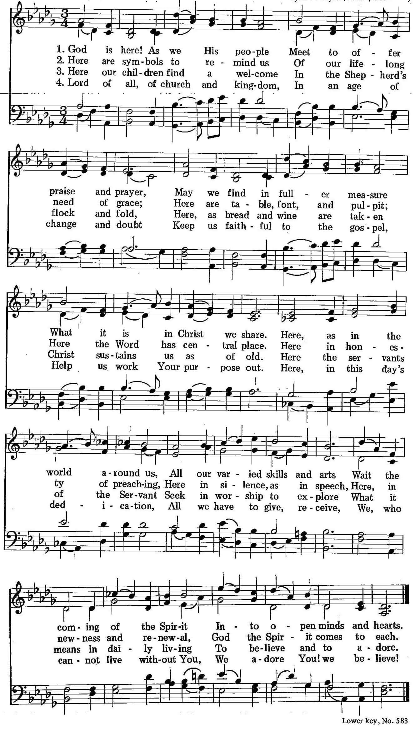 Musical score for Hymn 61: God is Here!