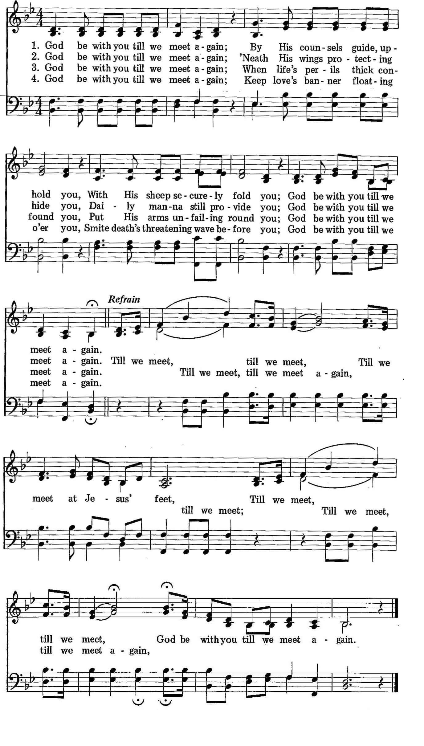 Musical score for Hymn 65: God Be With You