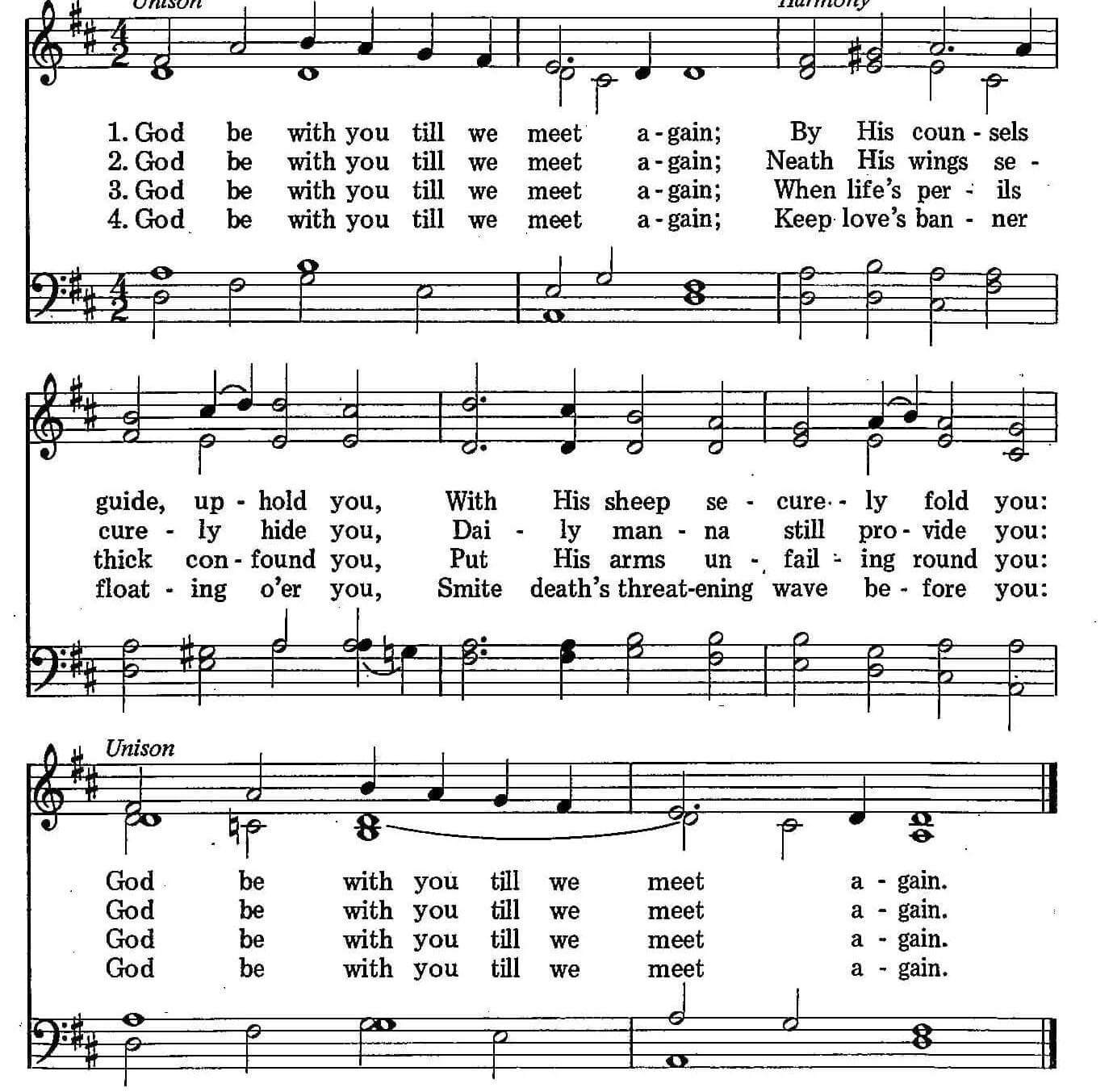Musical score for Hymn 66: God Be With You